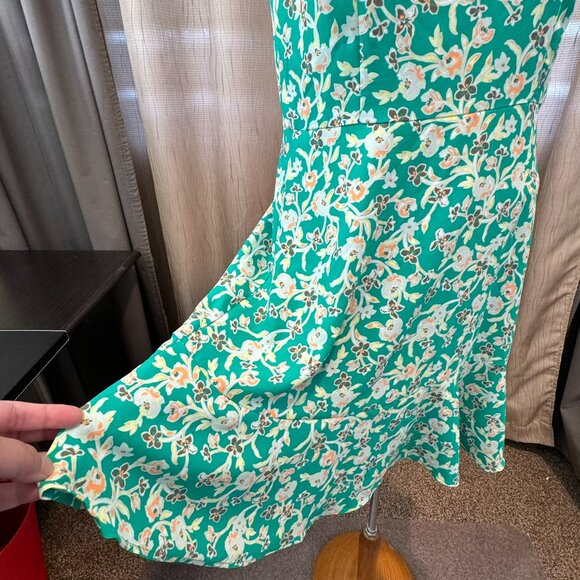- LOFT Floral Spring Summer Sheath Dress Flowy Ruffle Hem Colorful US 4 - 1D2042 - Picture 5 of 6